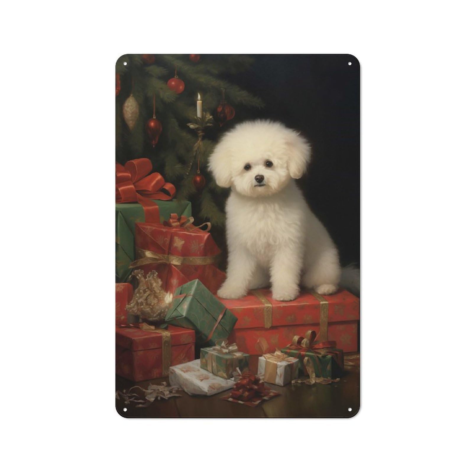 Junmoney Bichon Frise Dog Retro Metal Wall Sign 30X20cm With For Café Or Home Bar, For Cooler-Season Styling In Café And Home Bar
