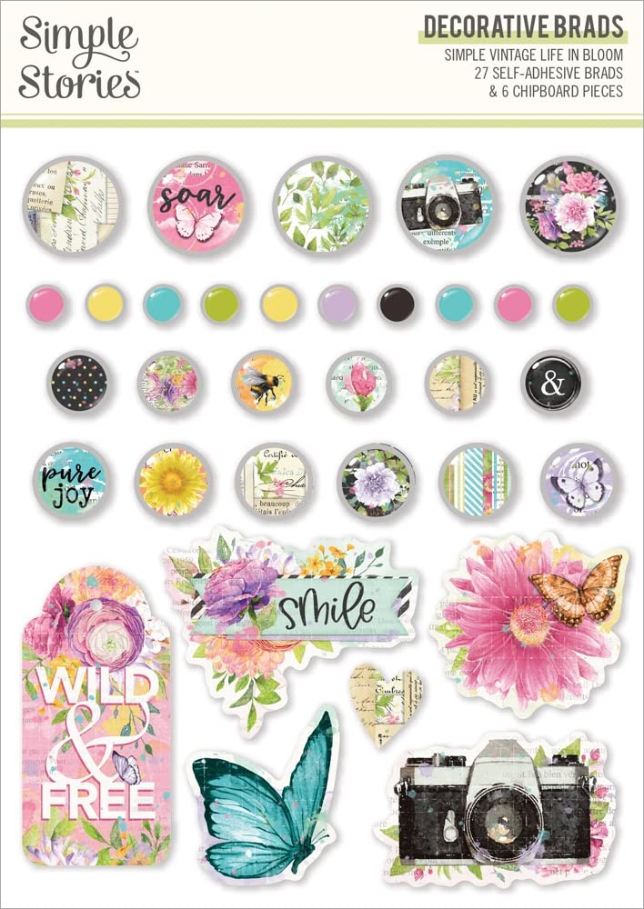 Simple Vintage Life In Bloom Decorative BradsSVL19738