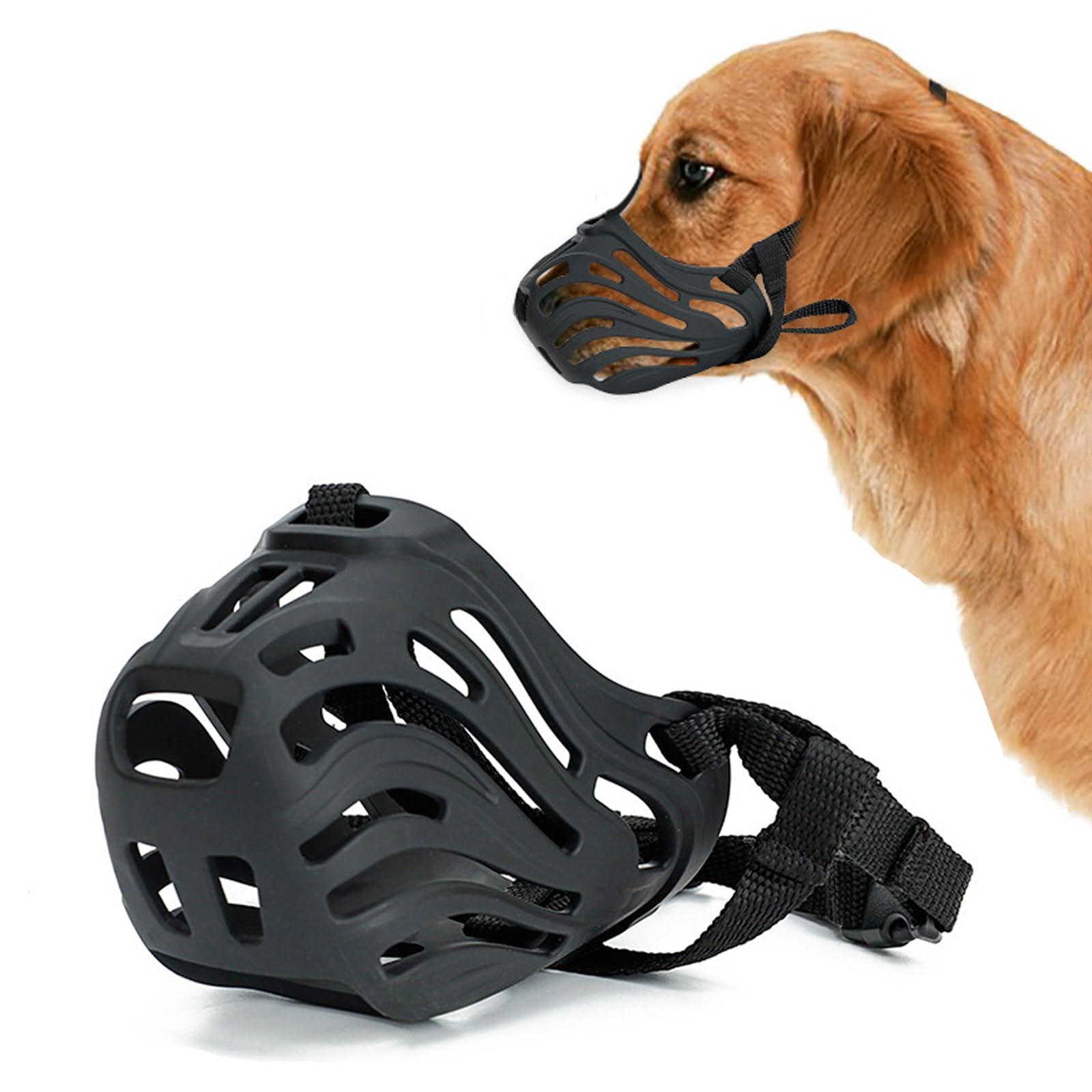 Muzzle for Small to Large Dogs, Soft Basket Muzzle，Breathable and Adjustable Muzzles to Prevent Biting and Chewing, Allows Panting and Drinking