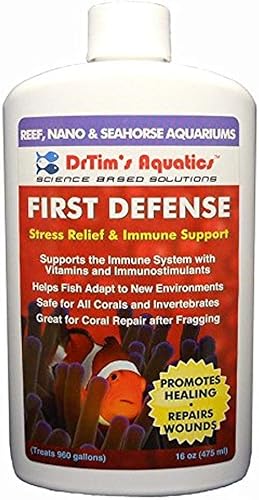 DrTim's Aquatics Reef First Defense - Alivio del estrés y apoyo inmunológico de peces - Para arrecifes, nano, acuarios - Revitaliza la capa natural