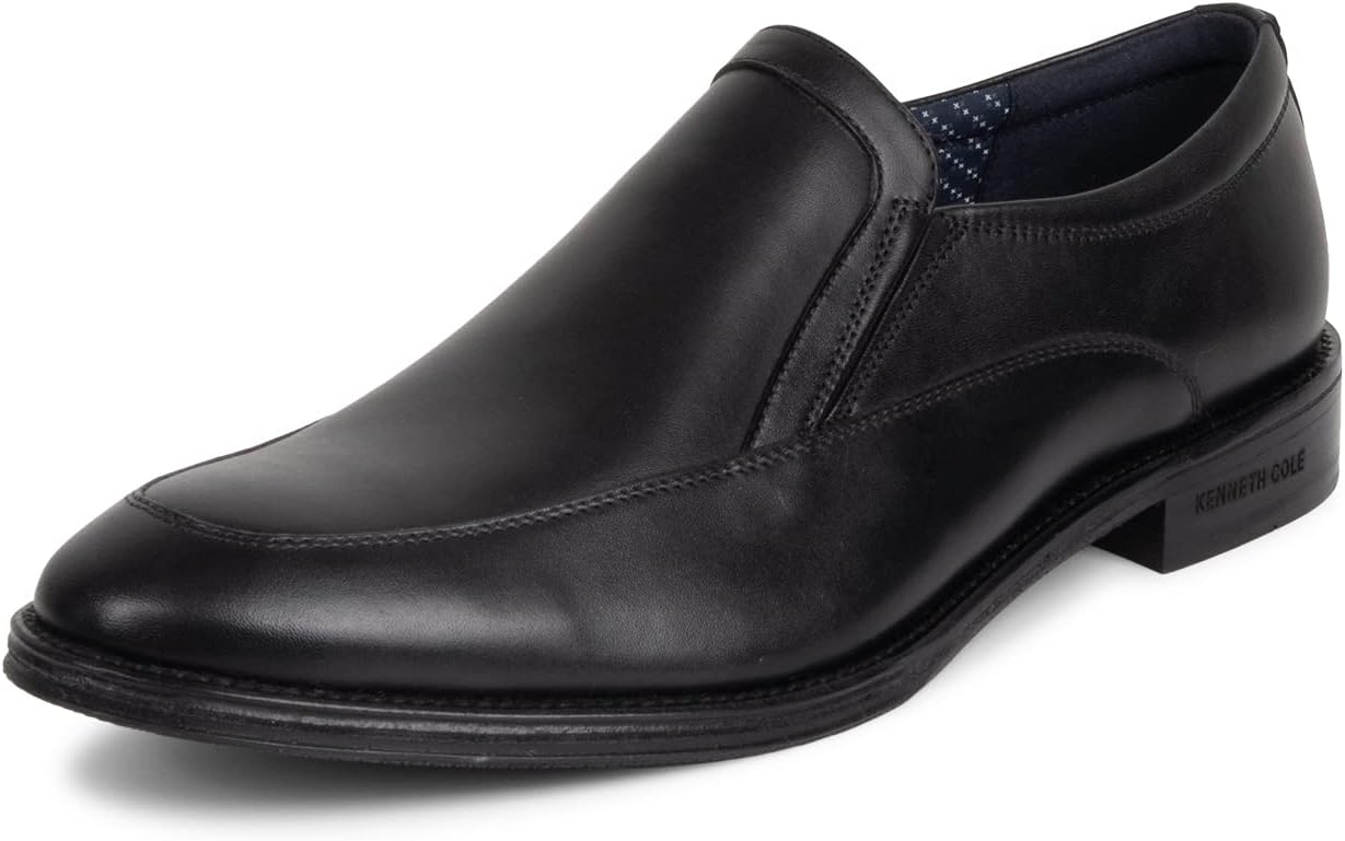 Kenneth Cole New York Leather Shoes for Men Tristian Slip On, Black, 8.5