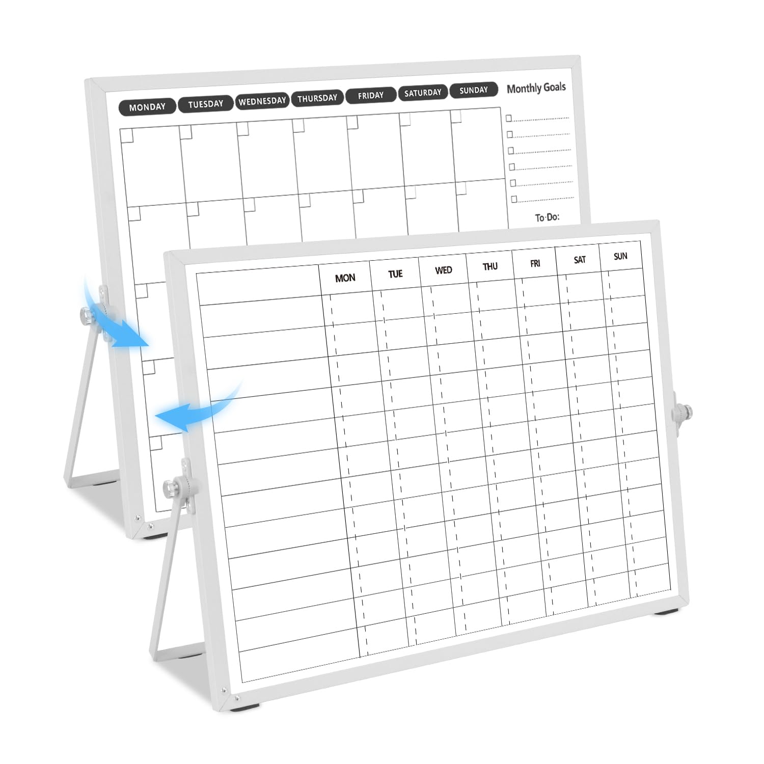 KODAPAGE Chore Chart Double-Sided Whiteboard Calendar, Weekly and Monthly Planner for Desk and Wall, Family Planner, Cleaning Rota, Checklist Board, 40x30cm