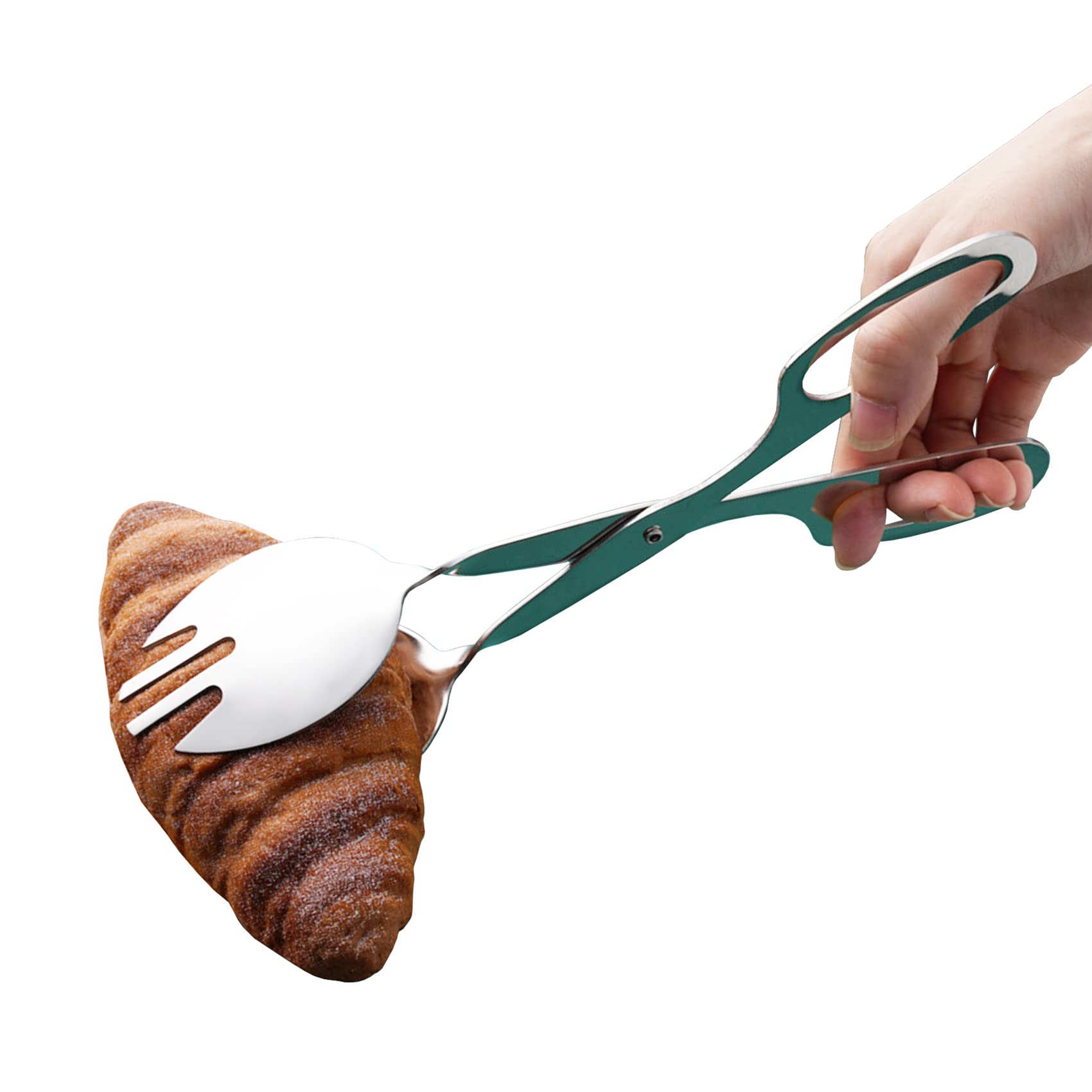 Pinzas de acero inoxidable 430 de 35,5 cm de largo para frutas, verduras, ensalada, pan, barbacoa, cuchara/tenedor (1)