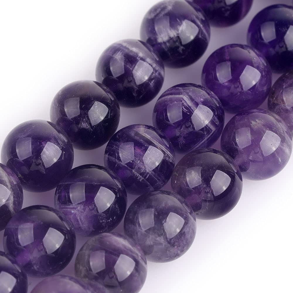 SHGbeads Amethyst Gemstone Loose Beads Natural Crystal Energy Healing Power for Jewellery Making Round 10mm 15''