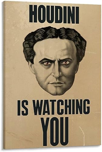 Miniatura 1 de Póster de Harry Houdini de fama mundial, arte mágico para pared, decoración retro, póster de lienzo para dormitorio, oficina, habitación, decoración