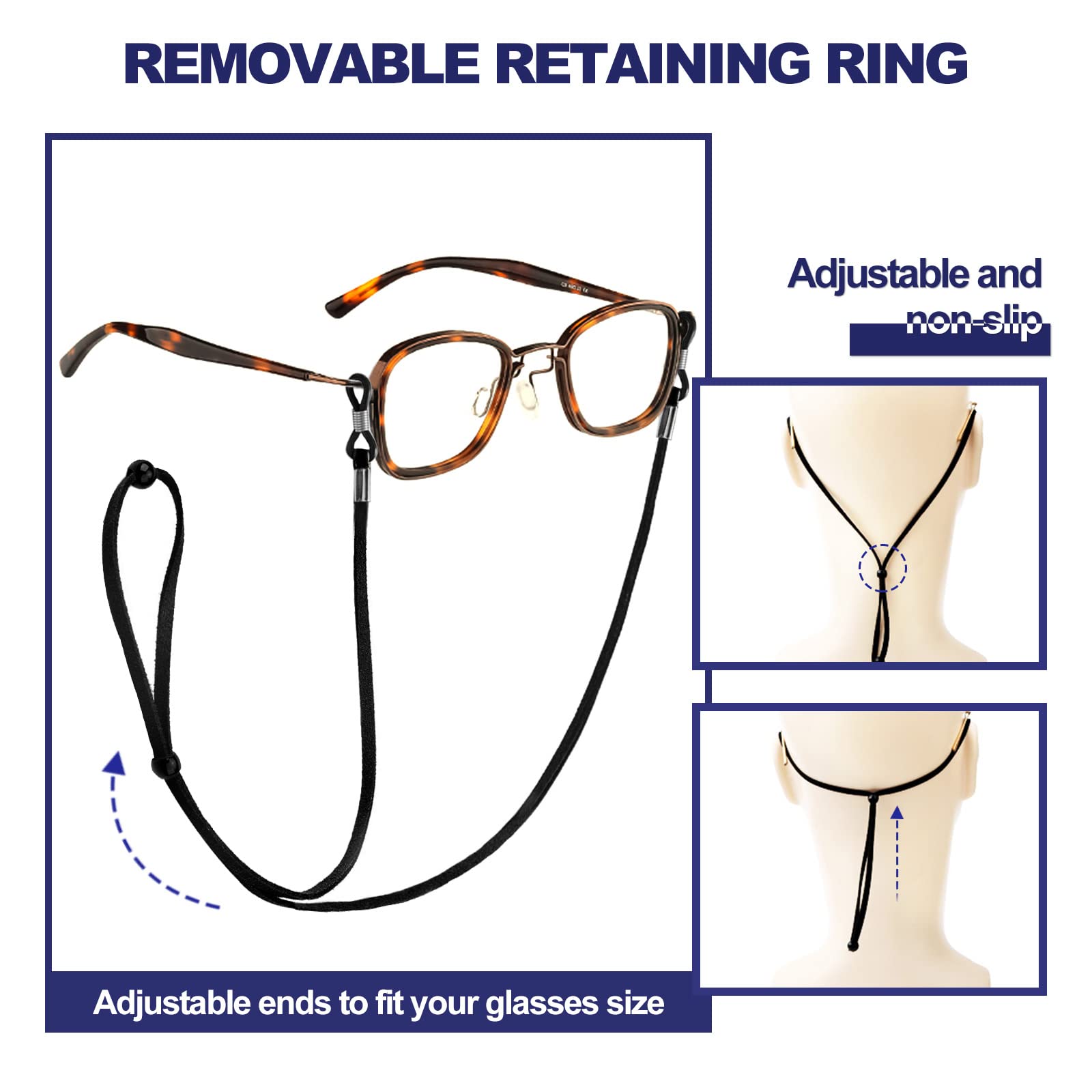 Qufiiry 3 Piezas Cordones para Gafas, Cuerda Gafas, Correa Gafas, Cordón Gafas, Cuerda para Gafas, para Gafas para Hombres y Mujeres