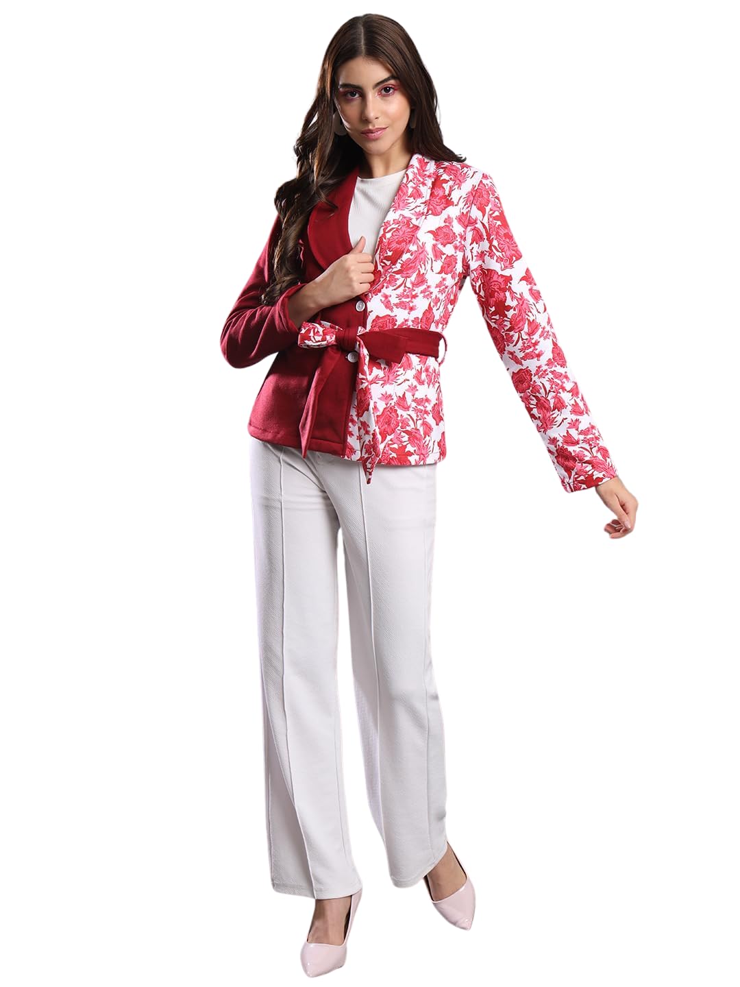 tandul Women's Women Coat - Multicolor Polyester Full Sleeve Women Coat Single Breasted Printed Women Coat (7287)-picture-33