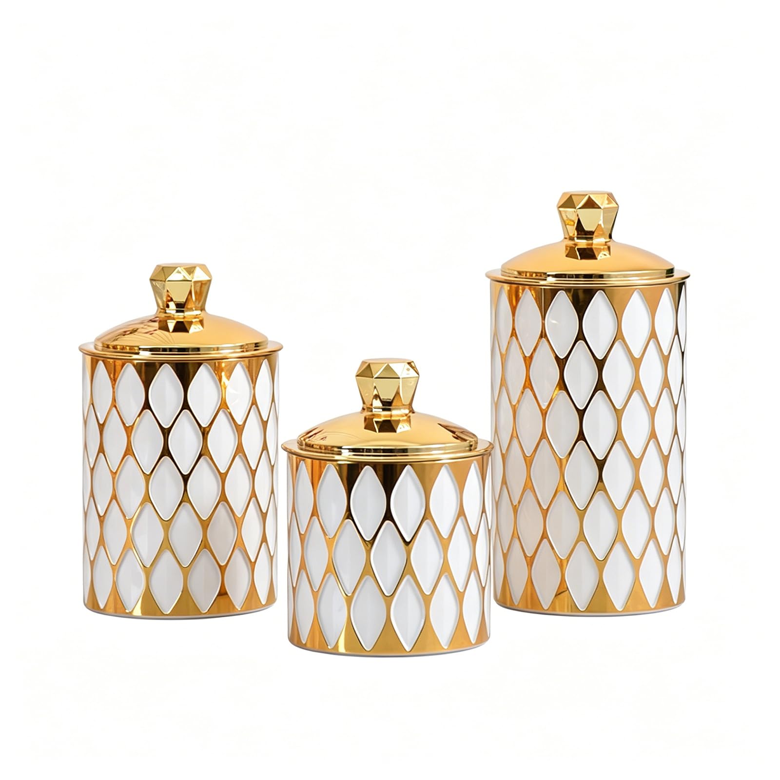 XuQiZZpp Set Of 3 Coffee Canister Gold Accented Jars With Tight Seal Ideal For Preserving Nut and Baking Supplies
