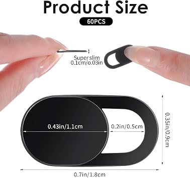 60 Pcs Cell Phone Camera Cover,Ultra Thin Front Camera Cover for Phone, Strong Adhensive Webcam Covers Slide Slide, Phones Cameras Covers, Black ABS Material, Protect Privacy & Security