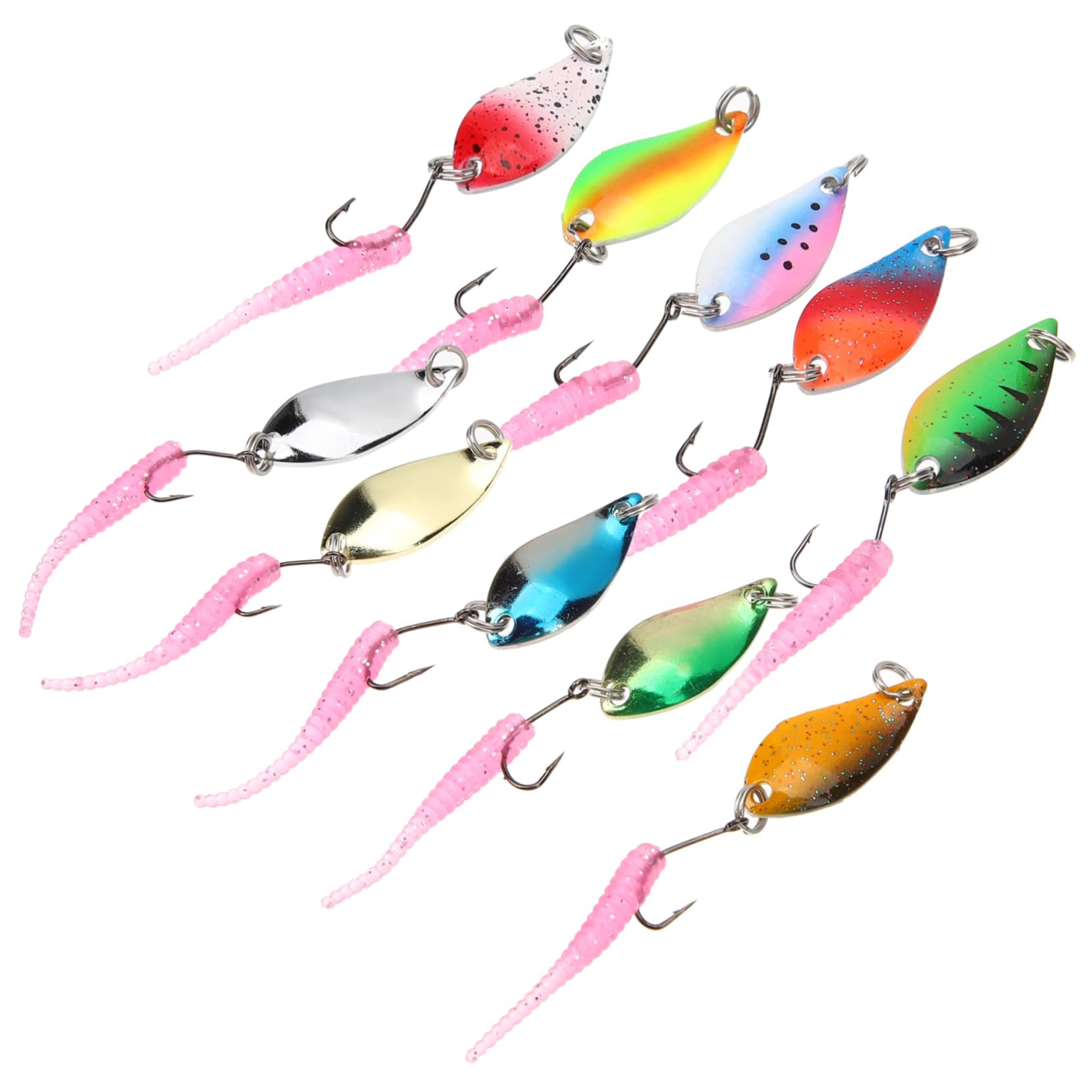 ibasenice Künstliche Angelköder mit Glitzer Blinker Softbaits Wiederverwendbare Angelutensilien für Verschiedene Gewässer und Angelbedingungen