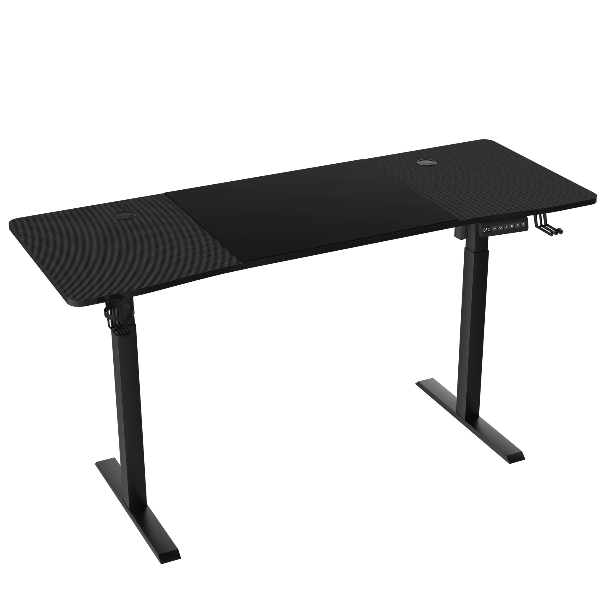 YUENFONG 160 x 60 cm, biurko z elektryczną regulacją wysokości, z przyłączem ładowania typu C, funkcja pamięci 3 wysokości, biurko komputerowe mobilne z hakiem na słuchawki i uchwytem na napoje