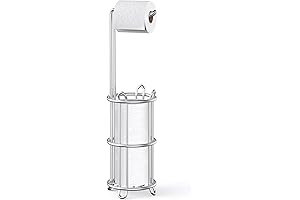 Meangood: Silver Metal Toilet Paper Holder Stand for Mega Rolls