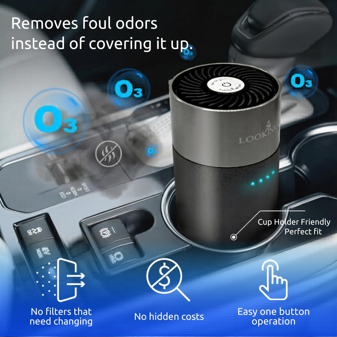 LKT Generador de ozono para automóvil, elimina el olor a humo, el olor desagradable del baño, purificador de aire portátil, desodorante para el hogar, oficina, mascotas, máquina eliminadora de olores