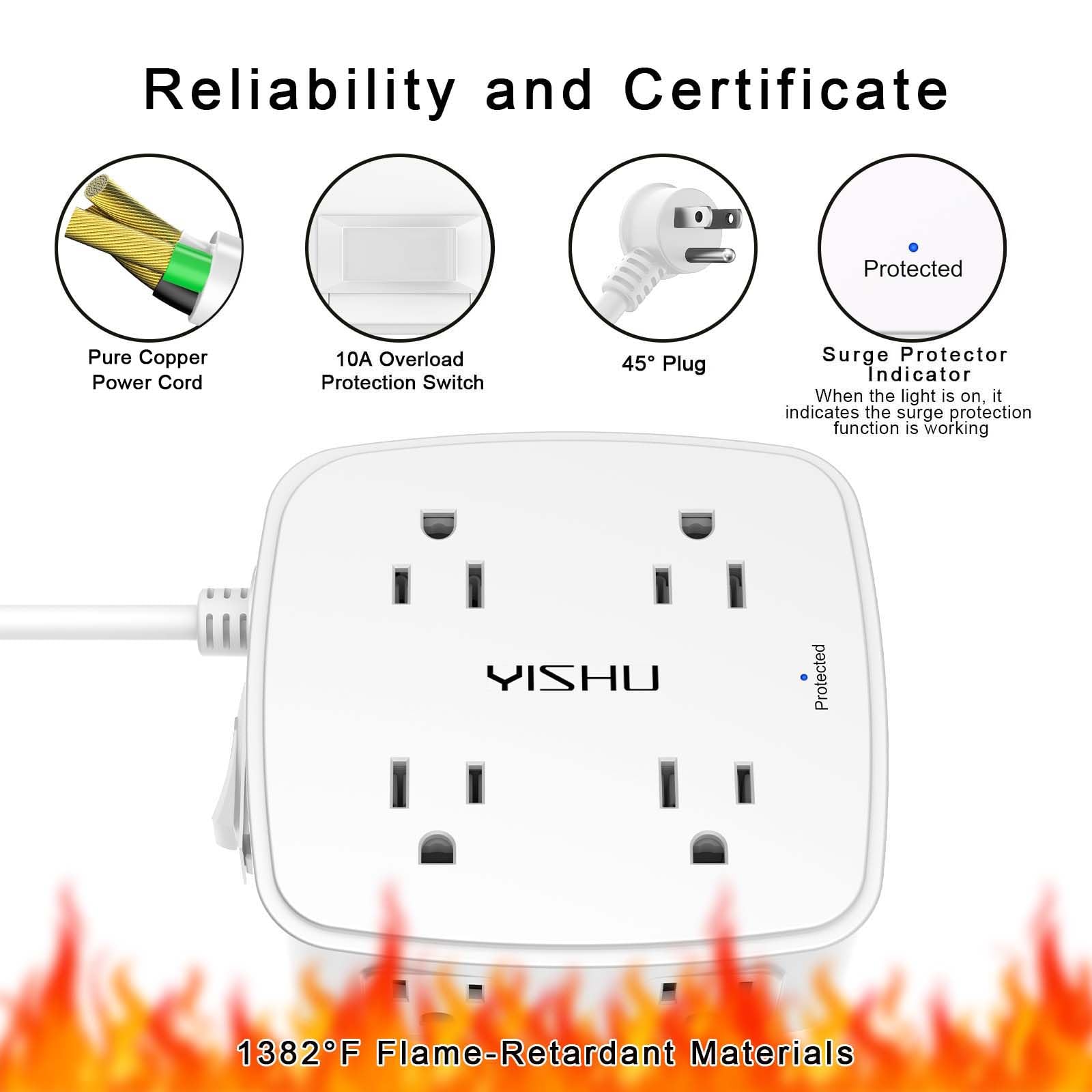 6Ft Surge Protector Power Strip with 8 Outlets & 4 USB Ports D78553