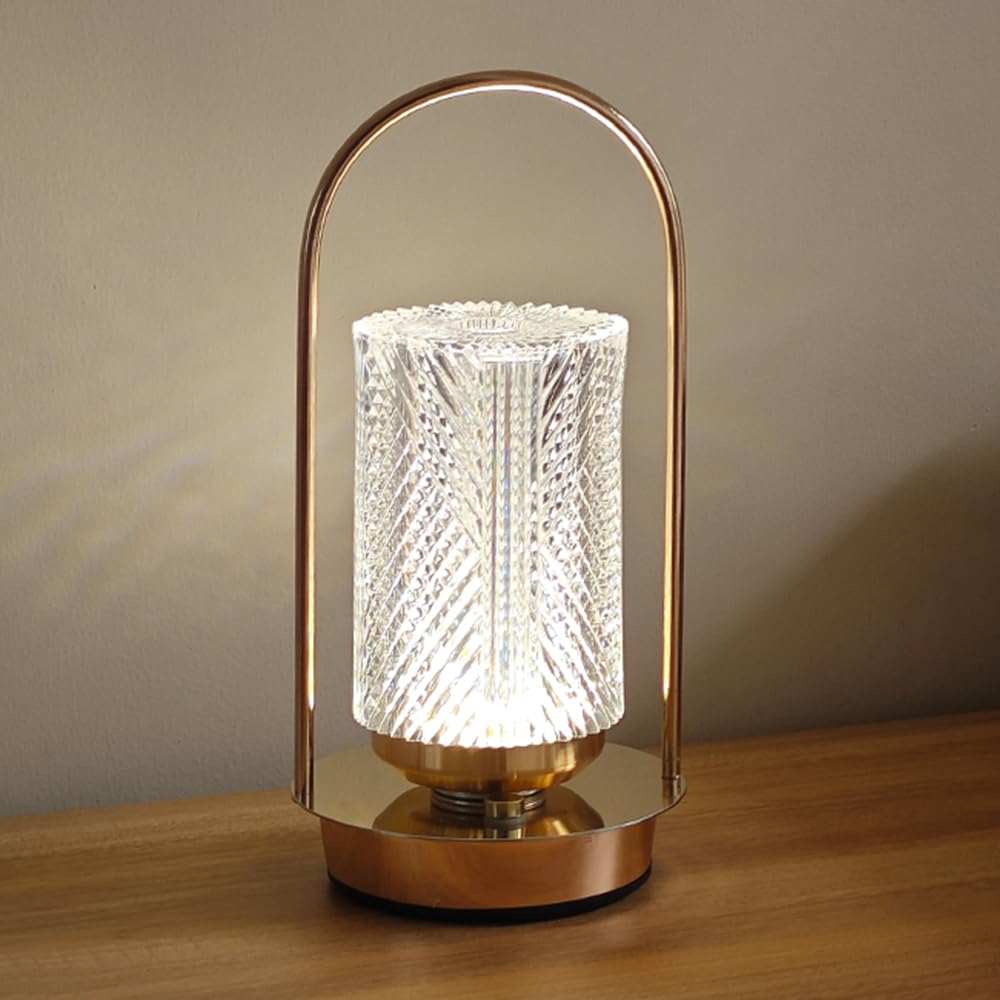 Klobvtt LED Table Lamp Gold Desktop Nightstand Light Accent Lamp USB Charging Bedside Table Lamp Modern Night Lamps Ambient Lights for Restaurant Bedroom Living Room