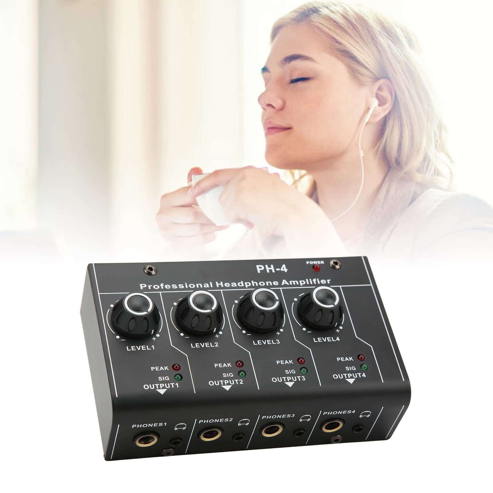 Conmutador de Auriculares de Audio, Divisor de Amplificador de Auriculares Profesional de Metal Mini Entrada con Cargador para PC para Auriculares para Mezclador de Sonido