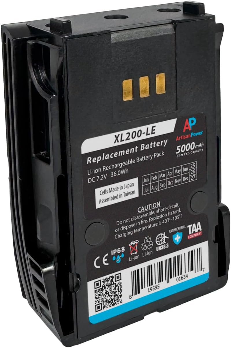 Artisan Power Replacement Battery for Harris XL 200P and XL 185P Radios. Slim Extended Capacity. 5000 mAh. Replaces XL-PA3V, XL-PA4M, 14035-5050-02, 14035-4010-04