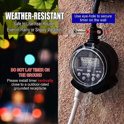 Clear Power Outdoor Digital Programmable Timer, 2 Grounded Outlet With 6 Inch Cords, Flat Grounded Plug Dcot-0004-Dc #TOP4