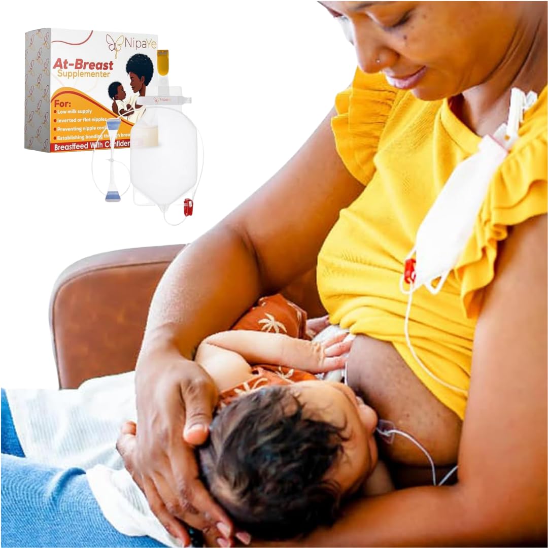at-Breast Supplementer, at-Breast Feeding, a Must-Have for Mothers Struggling with Breastfeeding and First-Time Moms, No More Feeding Tube Adjustments, Medical-Grade Silicone (2-Pack)
