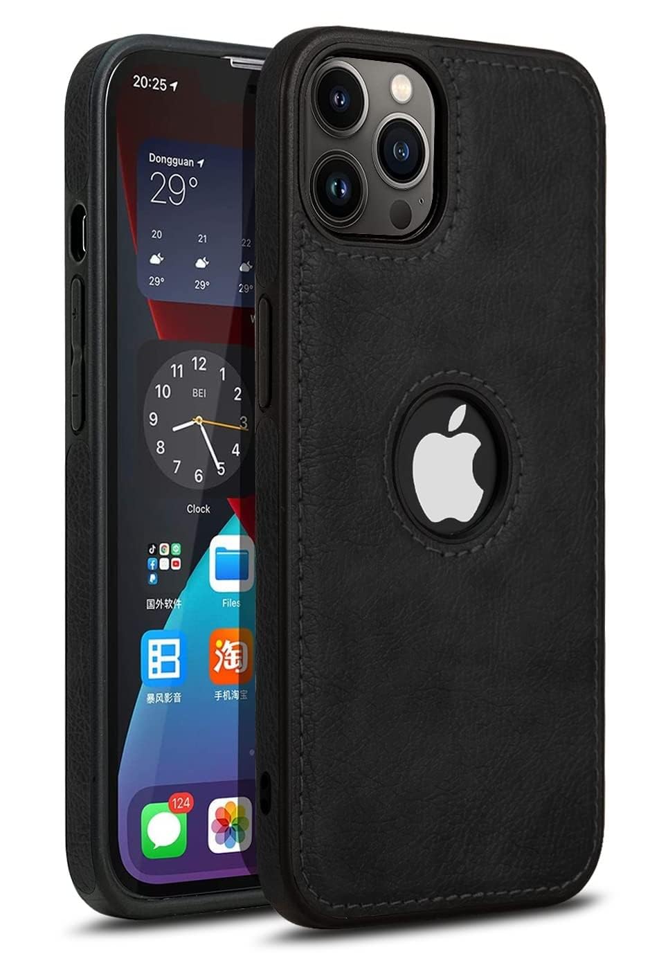 JBE I Phone 13Pro Slim Premium PU Leather Classic Luxury Silicon Case Compatible Device for I Phone 13Pro (Black)