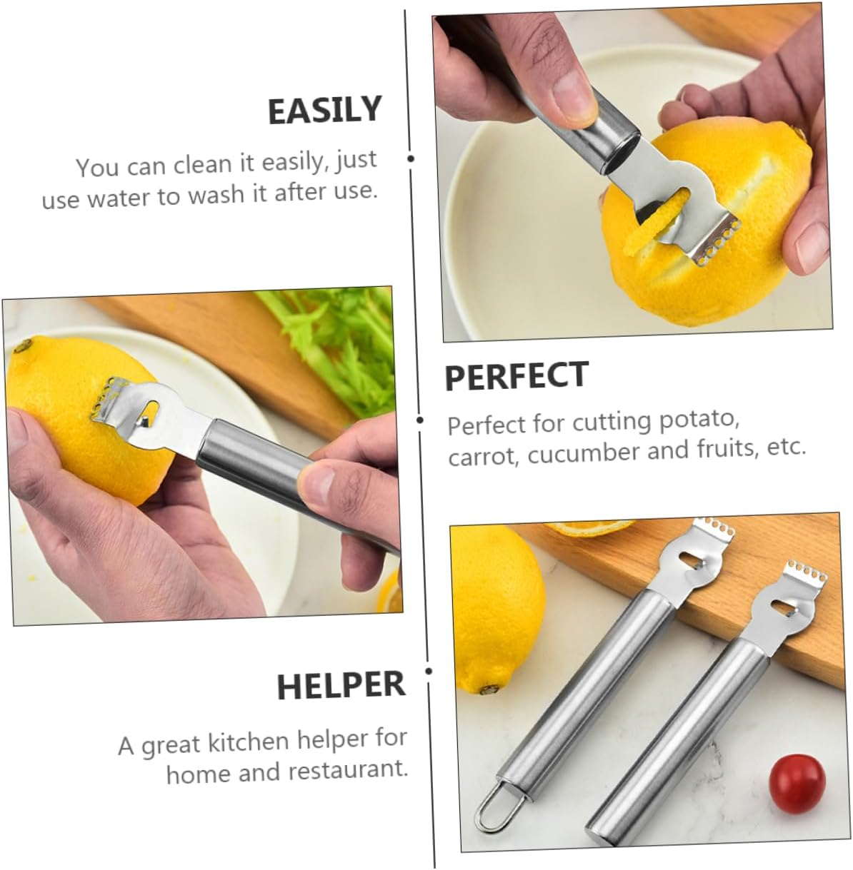 Garneck 3pcs Lemon Zester Vegetable Grater Multi-functional Kitchen Tools for Cheese Fruits Vegetables Ergonomic Design Easy Storage