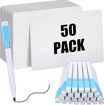 Fulmoon 50 Pcs Dry Erase Lapboard Set with Markers Dry Erase Boards Classroom Pack Small White Board 9"X12" Mini Double Sided Whiteboard Set Lapboards for School Supplies