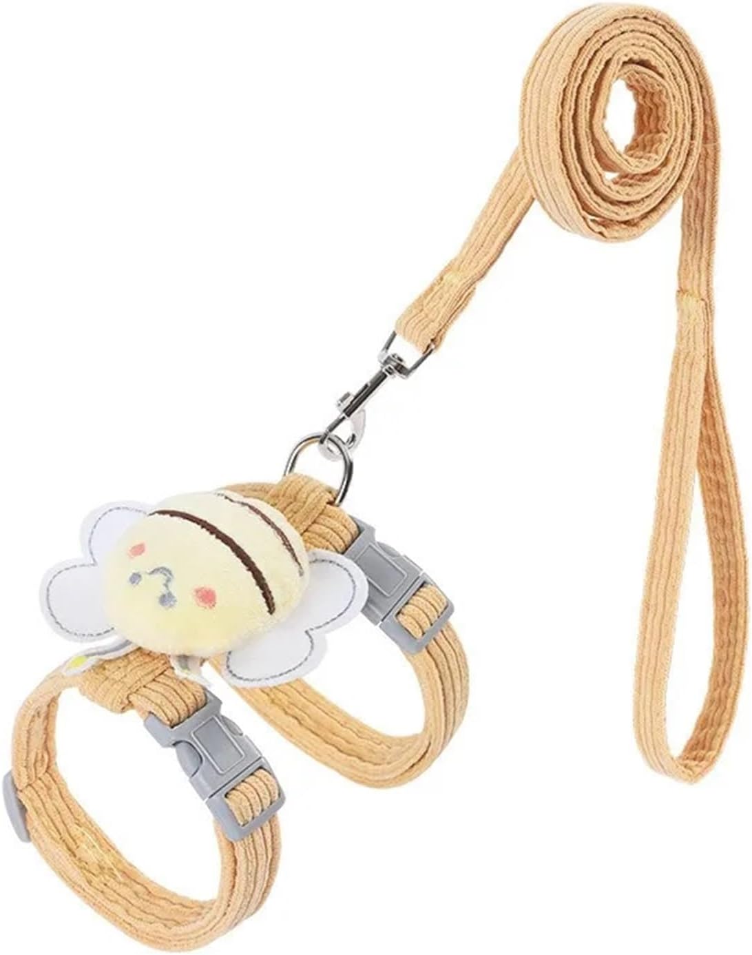 Cat Harness Collar Set Adjustable Cartoon Bee Double Layer Dog Harness for Small Medium Pet Collar Leash Outdoor Walking(Yellow,Small)