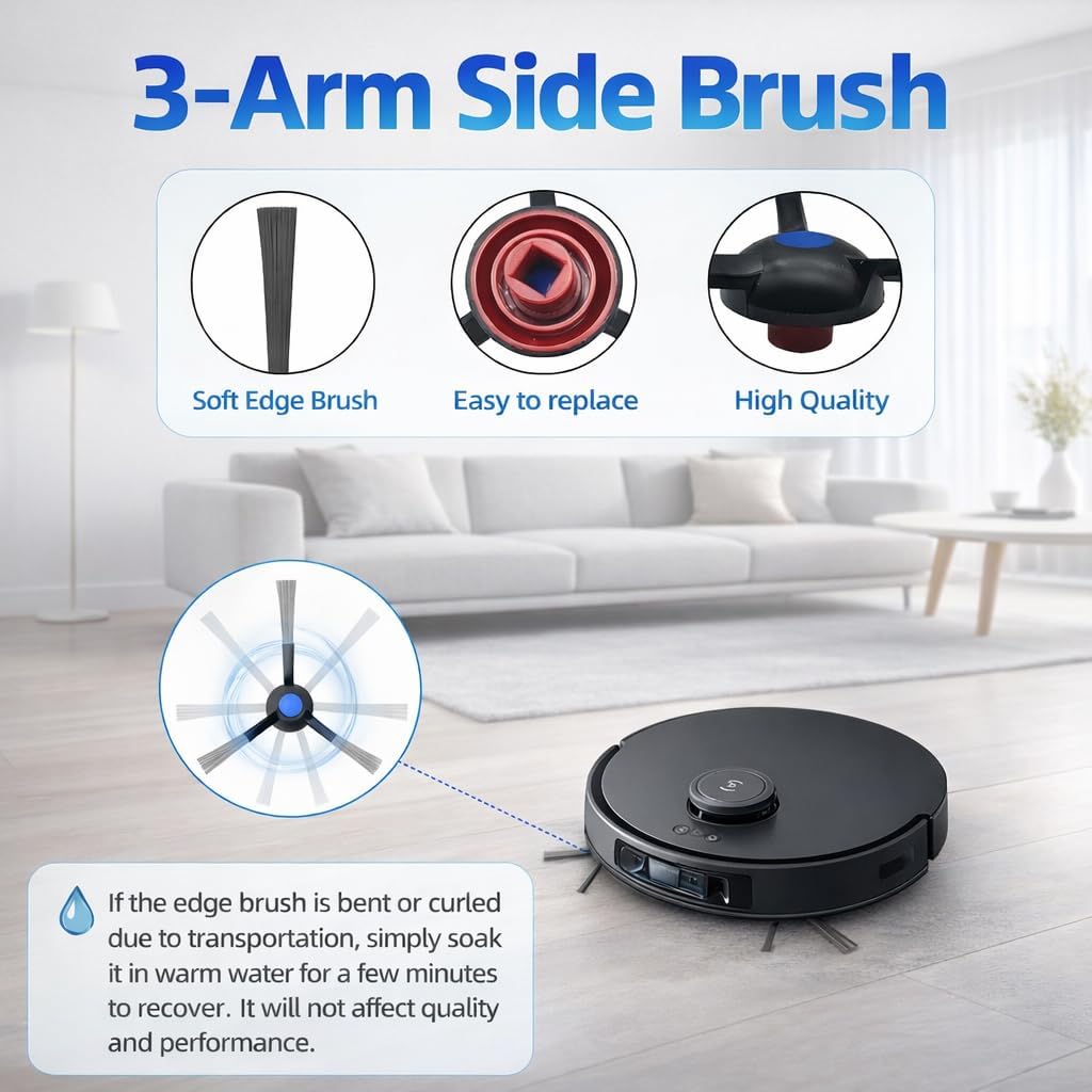 Replacement Parts Accessories Kit Compatible with ECOVACS DEEBOT T30S/ T30S Pro Robot Vacuum Cleaner 1 Roller Brush,6 Side Brushes,4 Hepa Filters,4 Mop Pad,6 Dust Bags