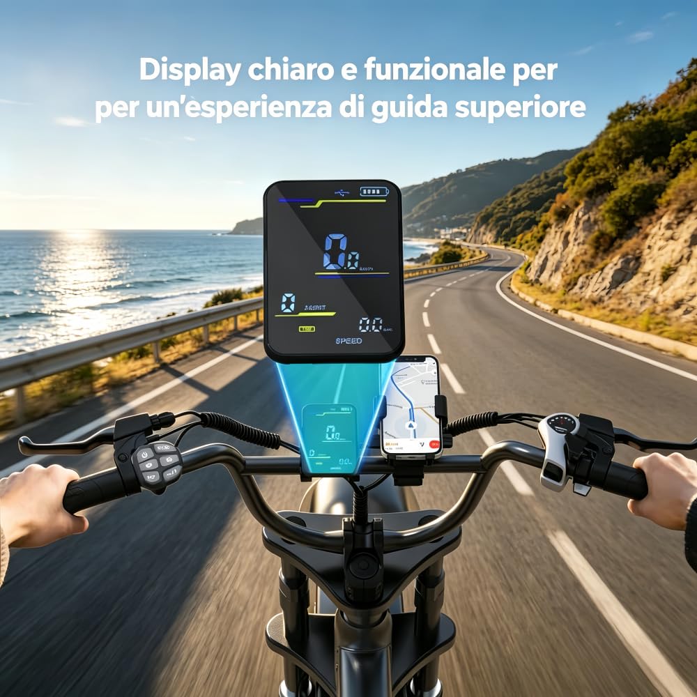 BK20 Bici Elettrica Adulti 20"x4.0" Fat Tire, Città e Fuoristrada, CE EN15194, Batteria 48V 20Ah, 5 Livelli Assistenza, Autonomia 80-100km, Sospensione e Freni a Disco