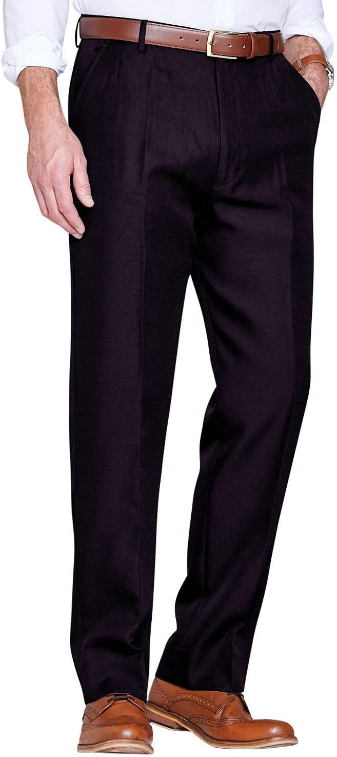 Chums Men's HIGH-Rise Pants Poly Twill Pants with Stretch Waist Black