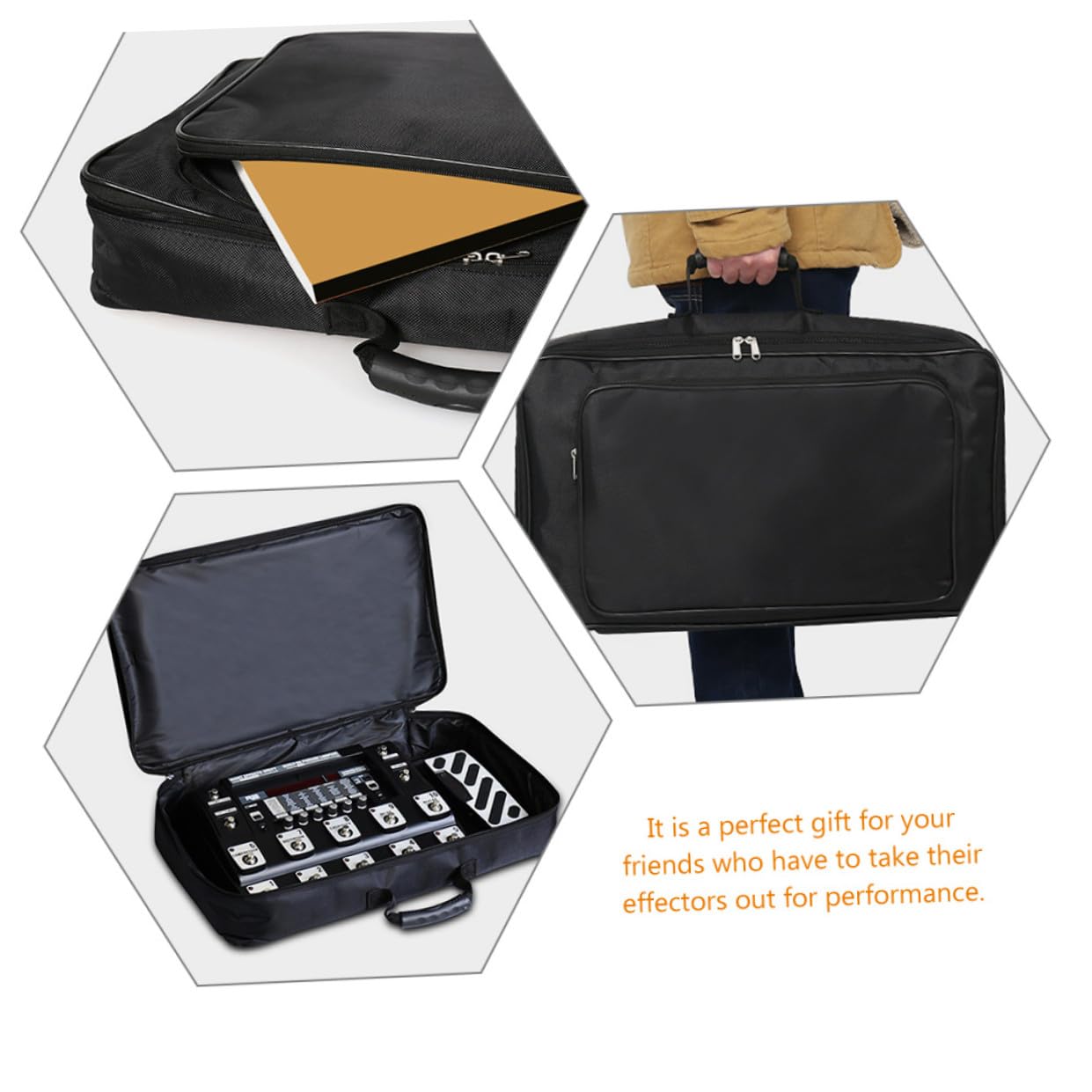 SEWACC Oxford Effektgerät Tasche Xl Stoßfest Wasserabweisend Oxford Gewebe Tragetasche für Gitarren Effekte Audio Effektgeräte Aufbewahrungstasche für Musiker und Reisen