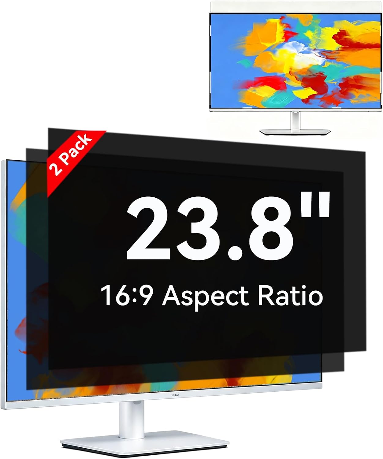 [2-Pack] 23.8 inch Privacy Screen for Monitor 16:9 Aspect Ratio Widescreen, Eye Protection Anti Blue Light Glare Computer Monitor Privacy Filter, 23.8inch Removable Black Blackout Anti Spy Desktop Security Privacy Filter