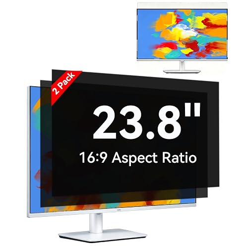 SYHUAIFEI [2-Pack] 23.8 inch Privacy Screen for Monitor 16:9 Aspect Ratio Widescreen, Eye Protection Anti Blue Light Glare Computer Monitor Privacy Filter, 23.8inch Removable Black Blackout Anti Spy Desktop Security Privacy Filter