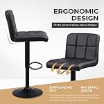 Lennox Furniture Swivel Bar Stools Set of 2, Bar Chairs Adjustable Height Bounded Leather Counter Height Barstools and Sturdy Metal Handel Kitchen Island Stool Black