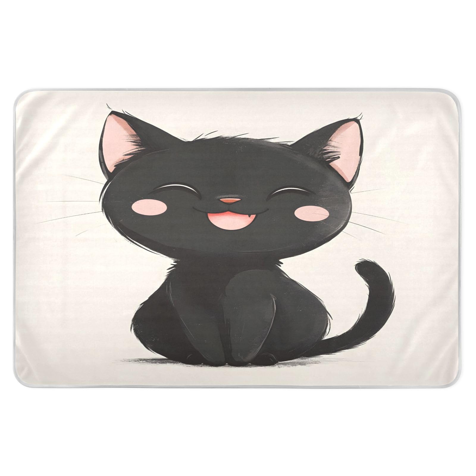 CEBUGI 34” x 52”Washable Underpads Heavy Absorbency Waterproof Incontinence Bed Pads Black Cat Pee Pads for Adults Kids and Baby