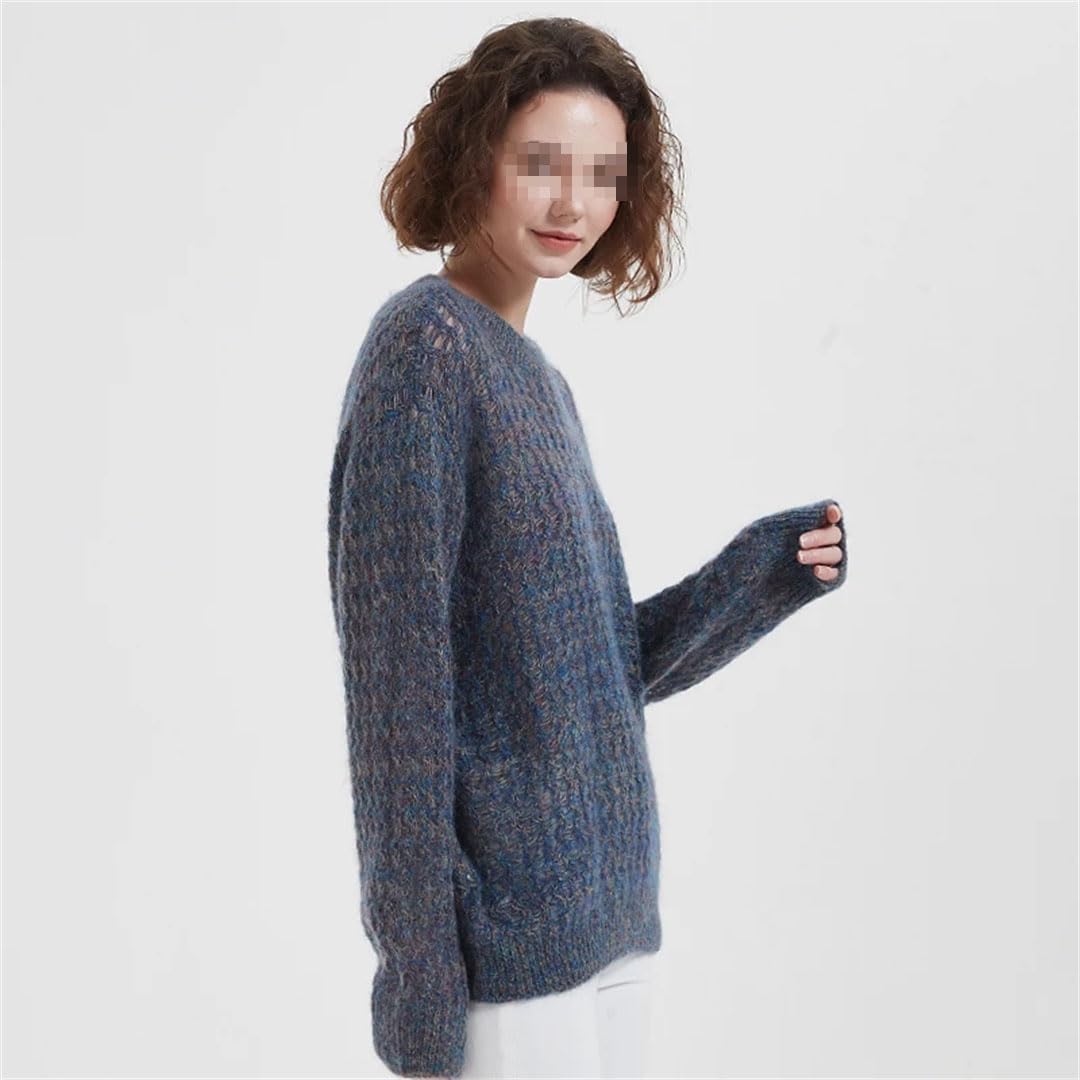 Jersey De Invierno para Mujer, Suéter con Cuello Redondo, Jersey De Punto De Lana De Manga Larga, Tops Sueltos