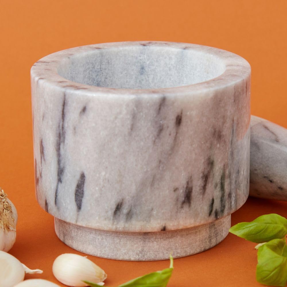 Small Marble Mortar Pestles (Marble, Two Sided)