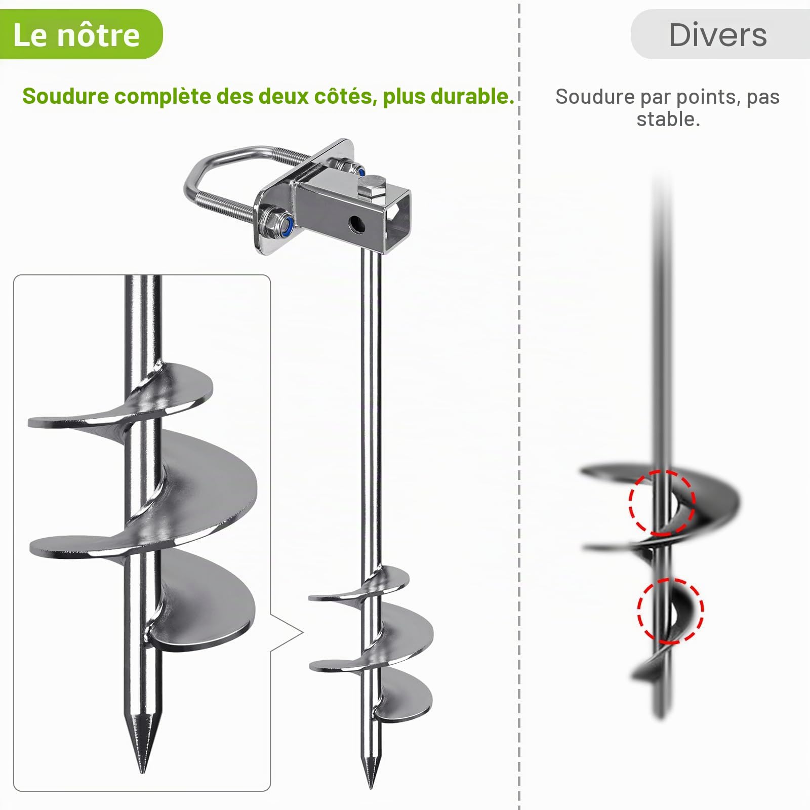 Insaga Piquet de Tente, Sardines de Fixation Lourd Ancrage de Terre Métallique, 74cm Lame Spirale Vissée dans Trampolines Kit pour Balançoire/Camping/Chien/Abri de Coiture avec Boucle Fixe, 6pcs