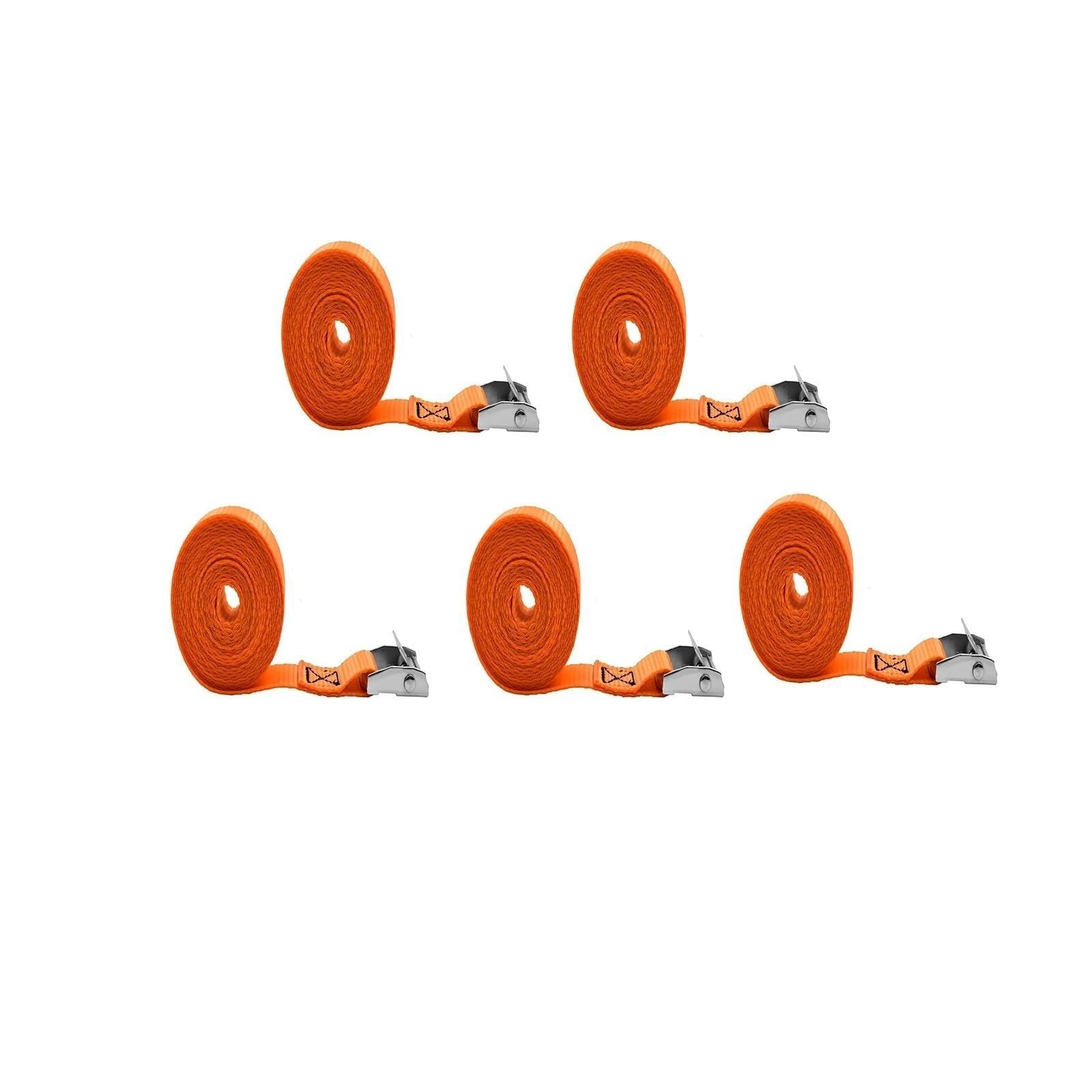 Correas de Amarre Ajustables trinquete Resistentes Carga con Hebilla Leva Adecuadas Equipaje, Carga(5m 5pcs)
