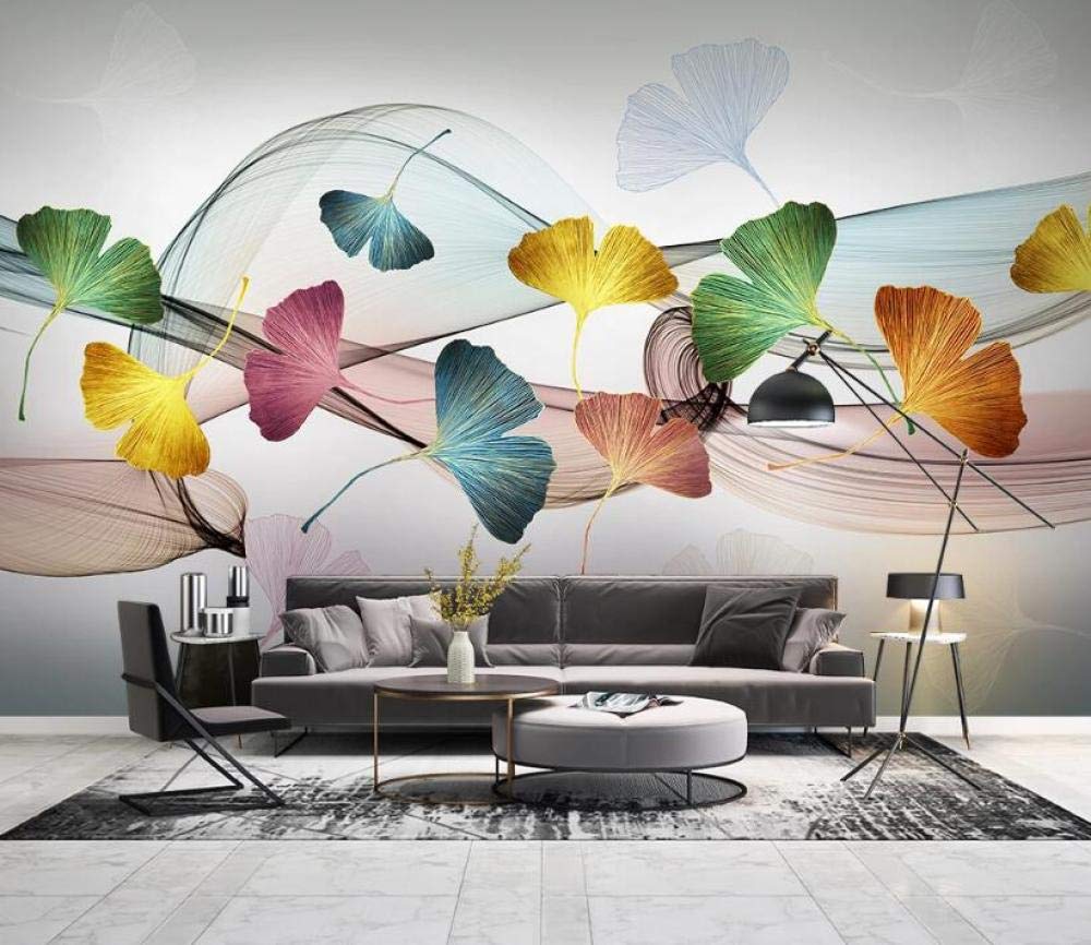 Papier peint ginkgo 3D mural pour créer un salon zen et moderne