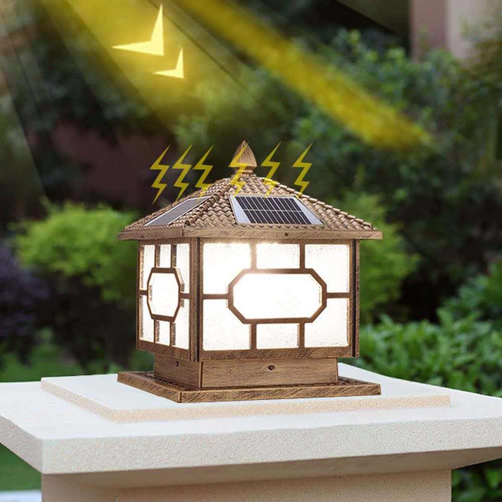 Wodoodporna zewnętrzna lampa solarna IP55, retro, kolumna podwórka, LED, 2 kolory, możliwość ściemniania, dekoracja ścienna, lampion na drzwi do ogrodu willi