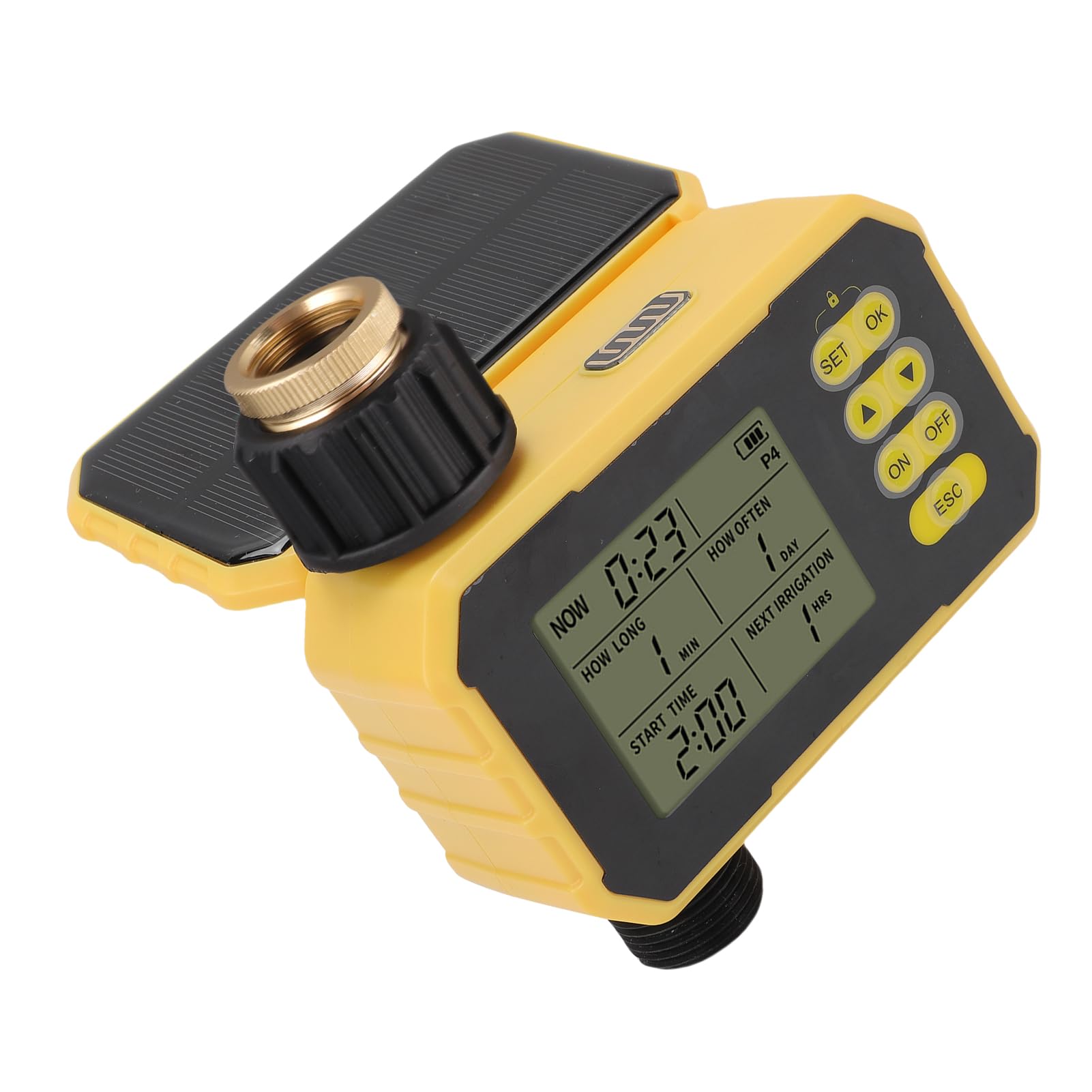 Yctze Timer per Irrigatore Solare, Timer per Irrigazione a Pannello Solare Regolabile con Pressione dell'acqua da 0,3-8 Kg con Porta di Tipo C, Tubo da Giardino Automatico Programmabile con Ritardo