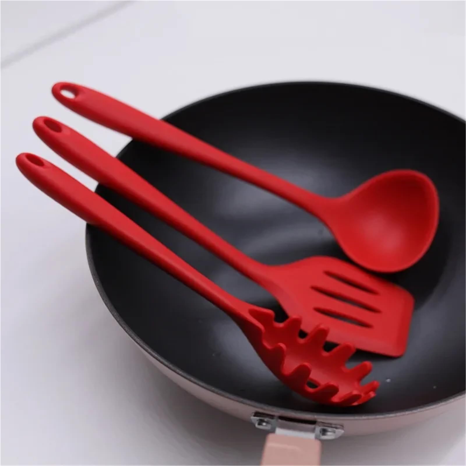 Ustensiles De Cuisine En Silicone Lot Ensemble d'ustensiles de cuisine en Silicone, pince antiadhésive, cuillère, spatule, serveur pâtes, fouet, louche, passoire, 10 pièces/ensemble(Blue)