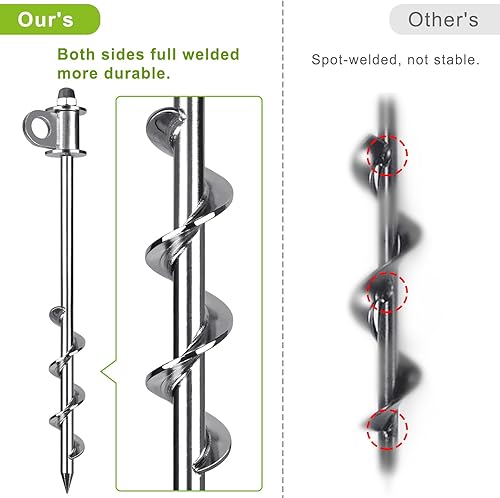 Miniatura 2 de Lifeswell Paquete de 4 estacas para tienda, anclajes de tierra resistentes de 16 pulgadas, soldadura completa, fáciles de atornillar y