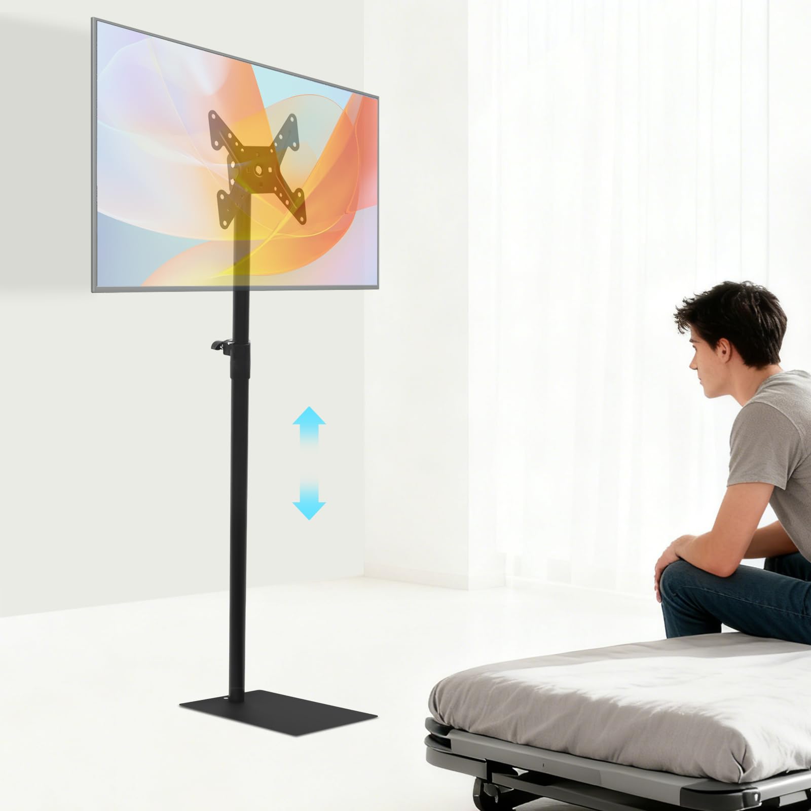 Soporte de TV de pie para TV, altura y ángulo ajustable, compatible con televisores de 14 a 43 pulgadas, capacidad de carga de 20 kg
