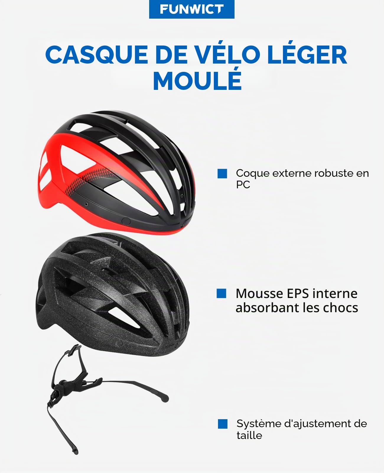 Casque Velo Homme Femme avec Visiere et Lunettes Détachables, Casque Vélo Casques VTT avec Feu Arrière à LED Rechargeable, Casque Cyclisme pour Adulte et Adolescent (L: 57-61 cm, Noir Rouge)