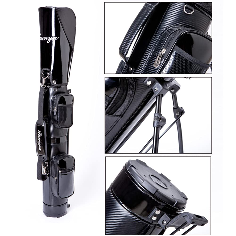 Golftasche, Leichte Golf-Standtasche, tragbare Golftasche, Golf-Tragetasche for Herren und Damen, for 9 Schläger, schwarzes PU-Leder