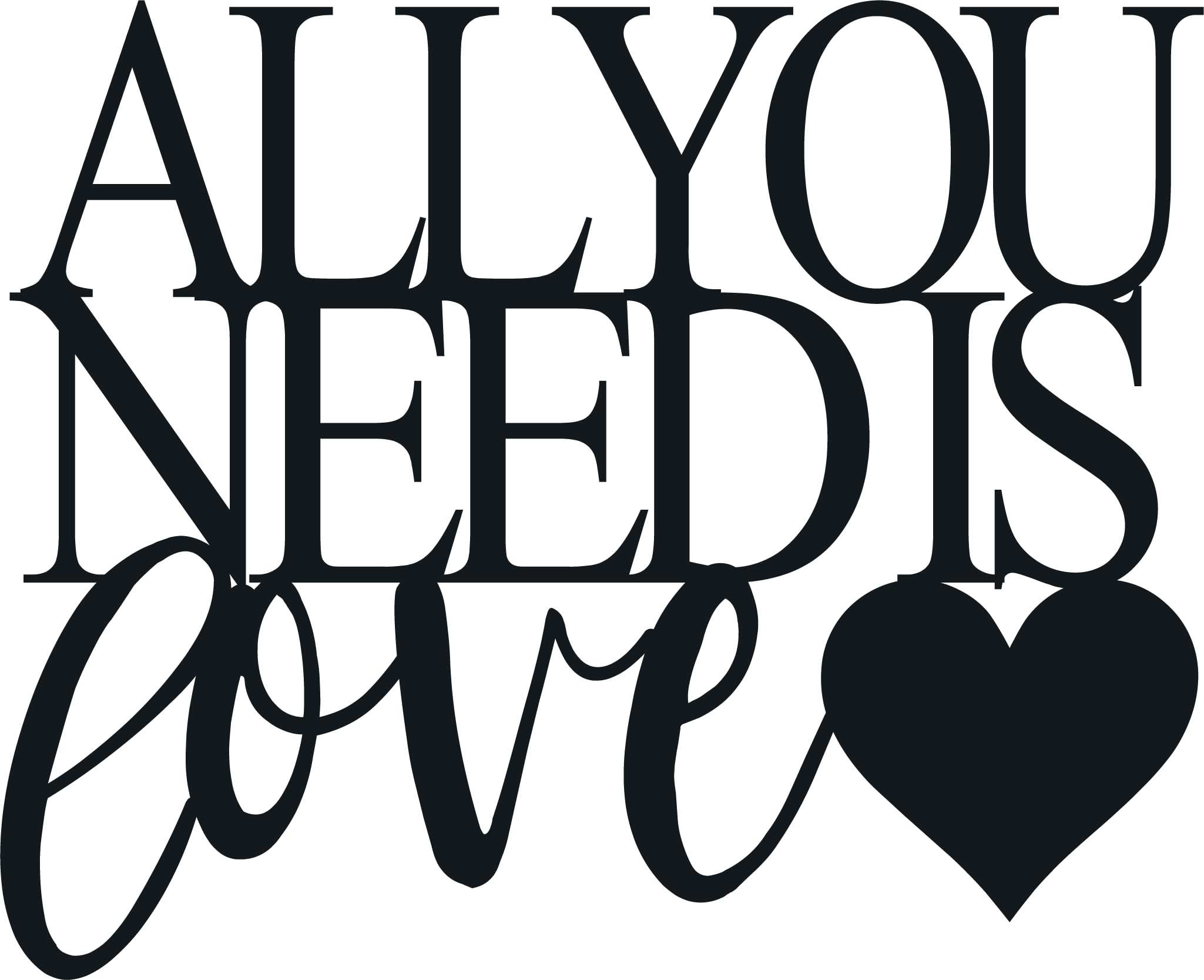 Badger Steel USA - All You Need Is Love - Metal Wall Art - 20" X 16" - Black