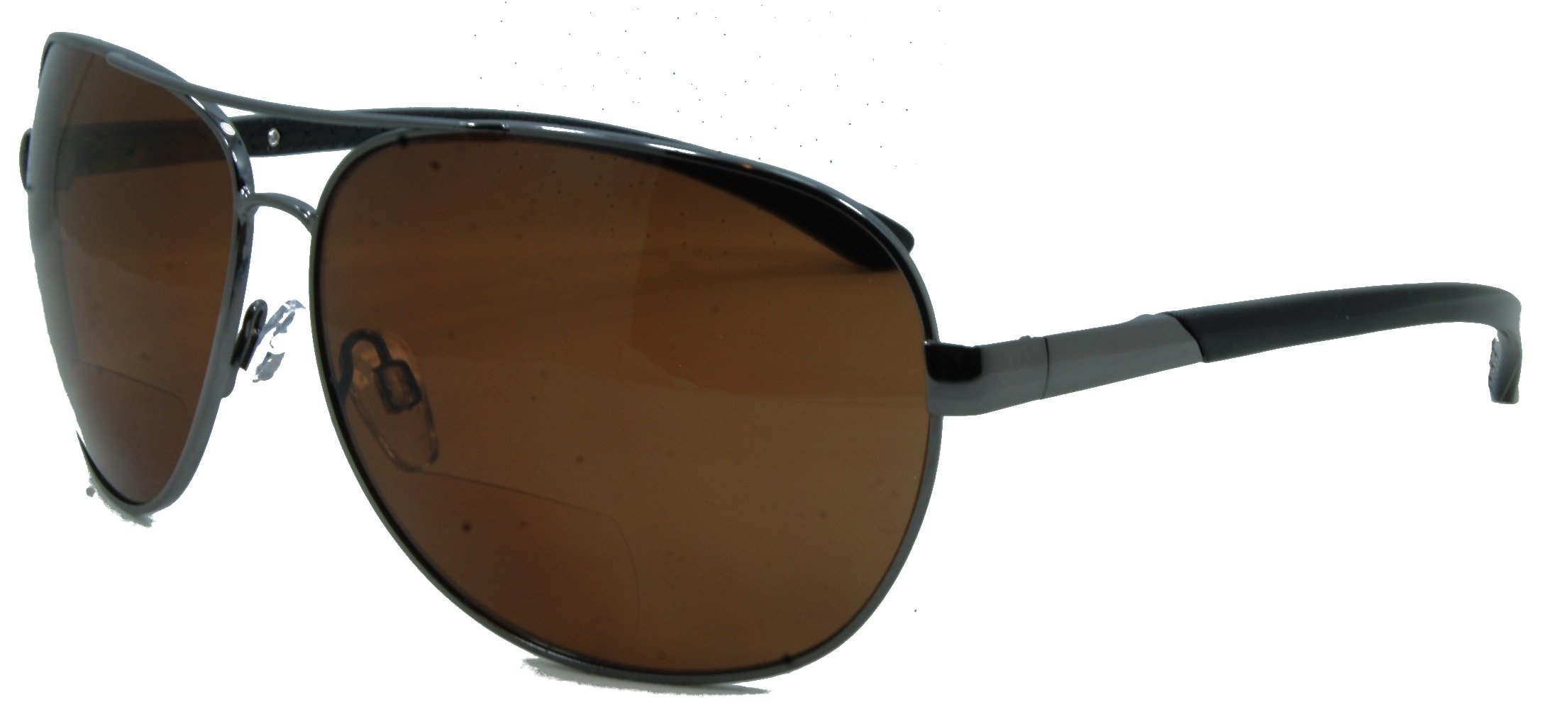 In Style Eyes C Moore Polarized Aviator Nearly Invisible Line Bifocal Sunglasses Pewter-Brown 2.00