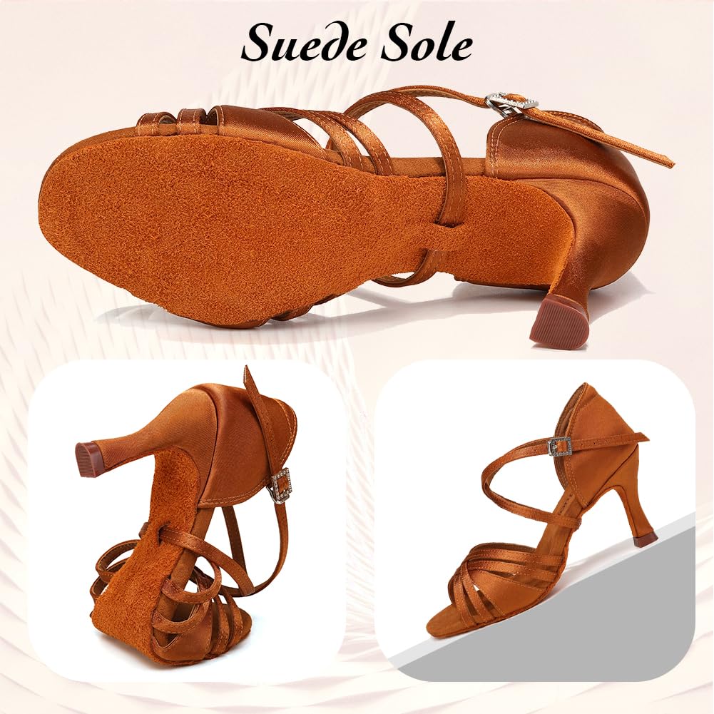 Zapatos de Baile de Salon Latino Mujer Baratos Salsa y Bachata Zapatos Baile 7,5 cm de Tacón